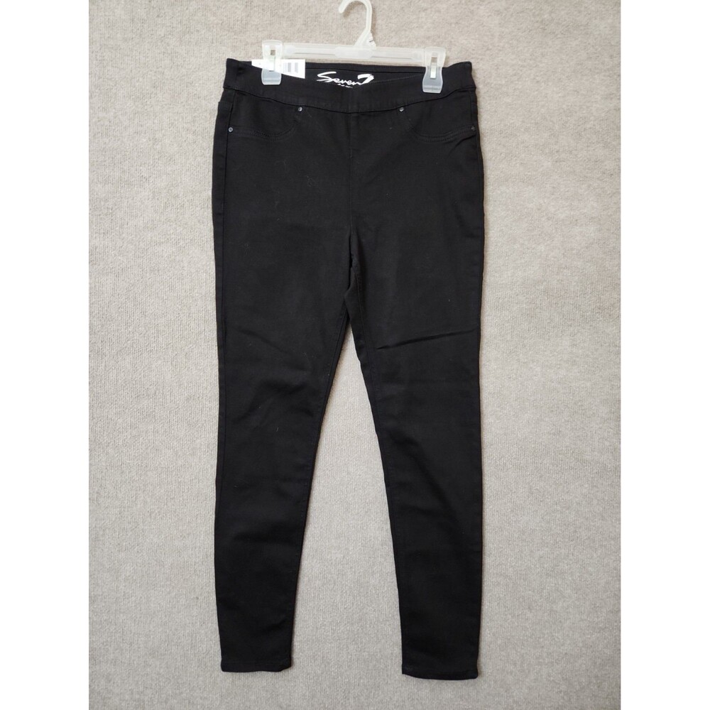 Seven7 365 Everlasting Flex Jeans Legging Womens L 12-14-16 Black Pull On NEW